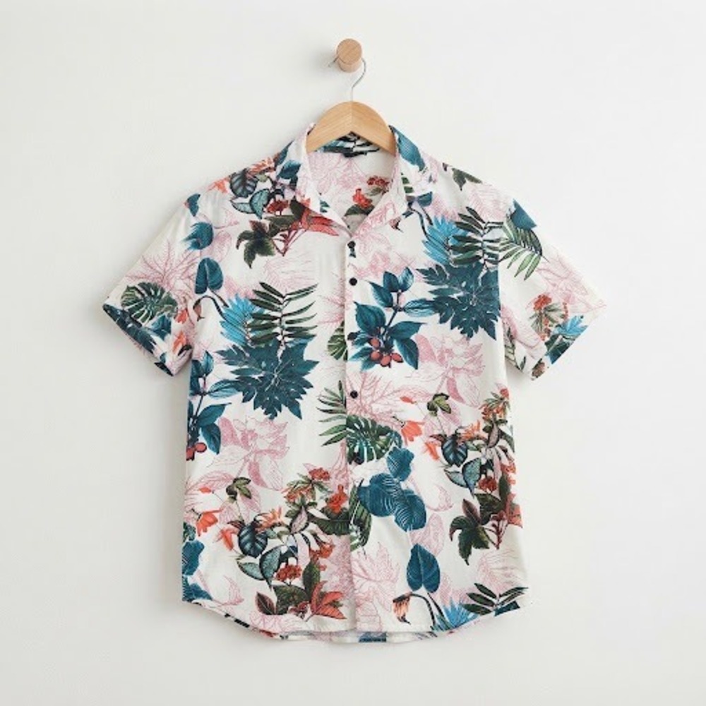 Coofandy Cabincore Botanical Leaf Camp Shirt XL Vacation Boho Festival